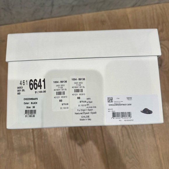 Chloé Marcie Shearling Black Leather Clogs with Gold Accent - Picture 13 of 13